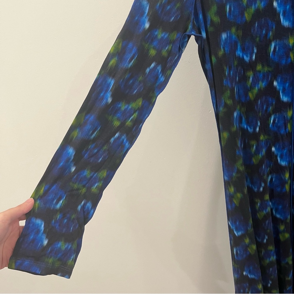 NWT Hunter Bell Maxi Dress Blue Floral Kings Hill Stretch Jersey Long Sleeve XS - Picture 6 of 13